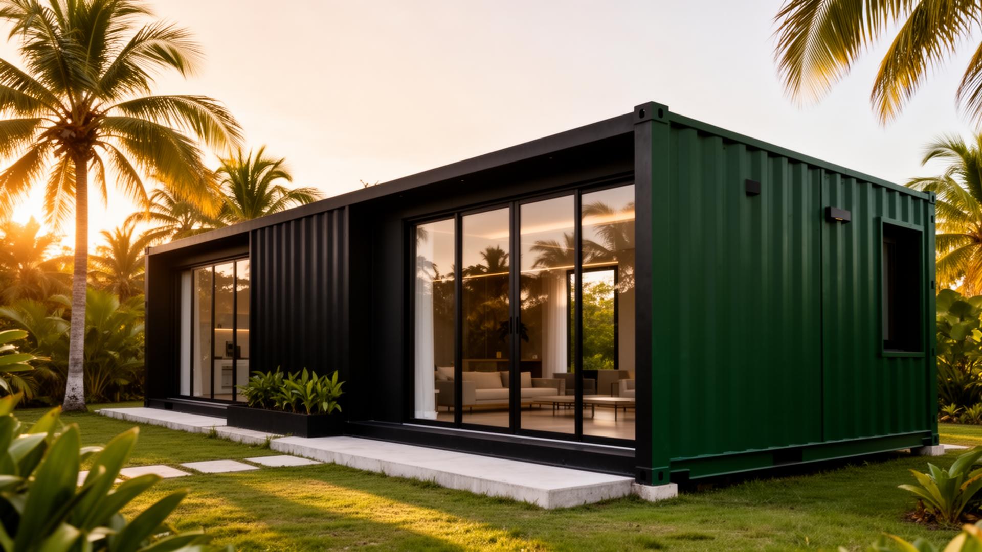 Casa modular moderna construida con contenedores en República Dominicana